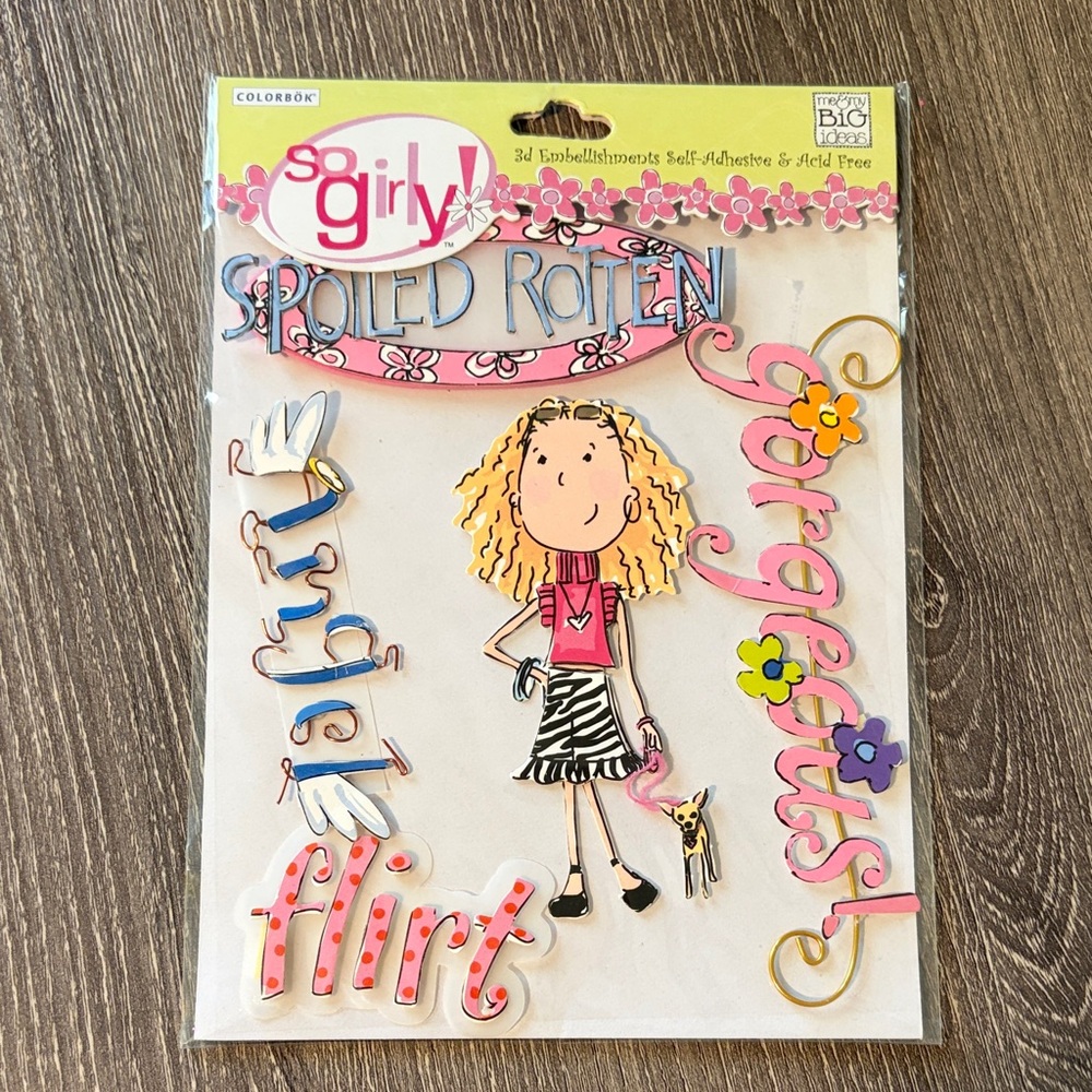 ❤️$5 NWT Colorbok Me & My Big Ideas 3D Self Adhesive So Girly Spoiled Stickers